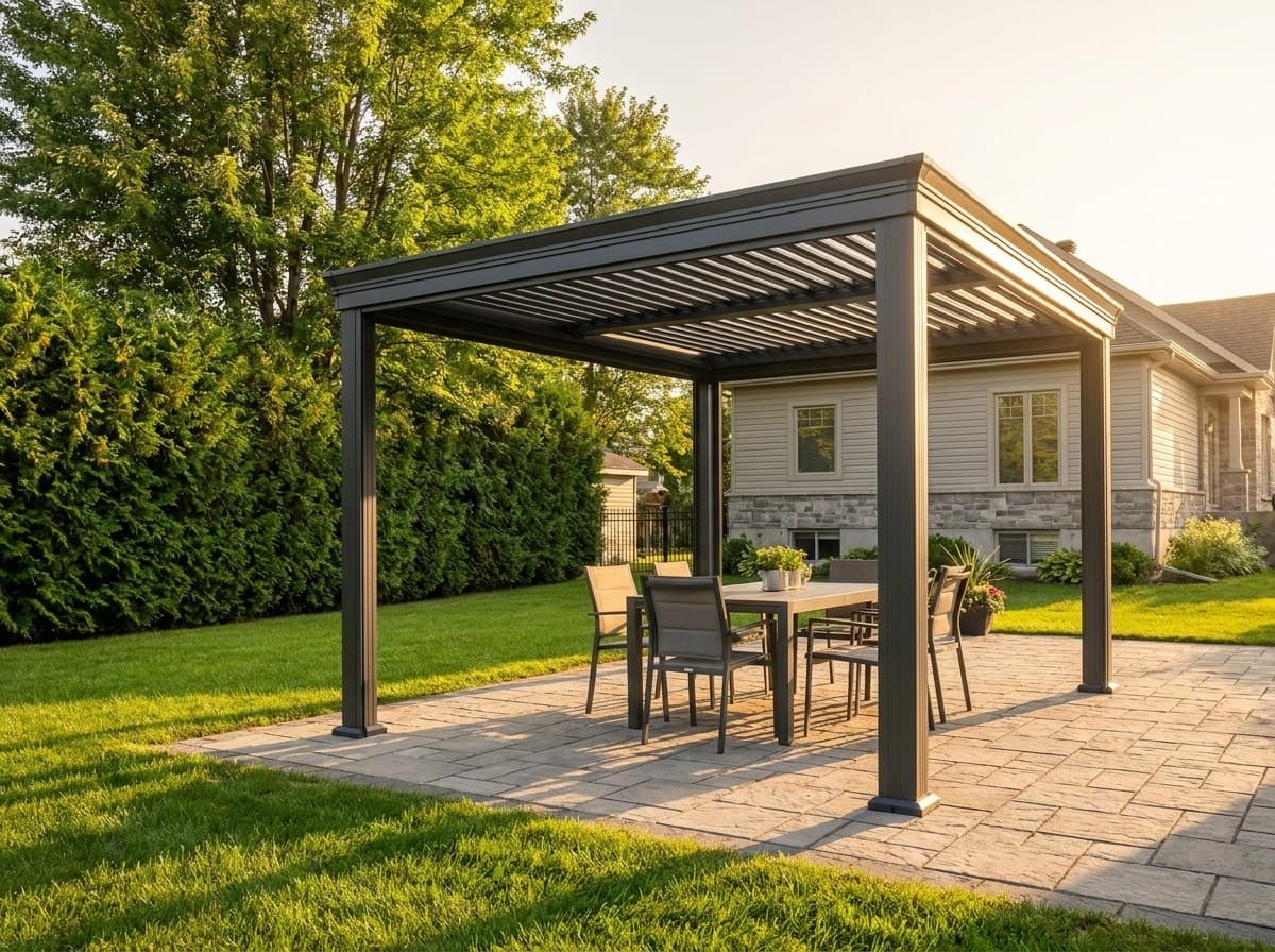 Rendu d'un gazebo dans une cour arrière
